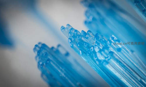 蓝色牙刷头微距特写