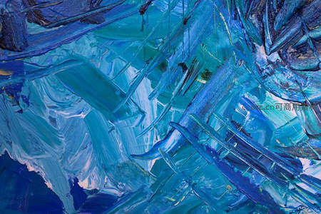 蓝调油画笔触肌理特写