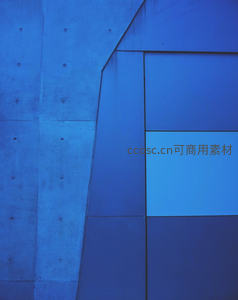 冷色调建筑几何立面特写