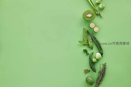 绿色蔬果平铺创意构图