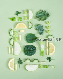 创意拼贴的绿色蔬果组合