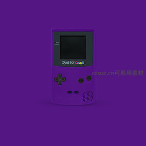 经典紫色Game Boy Color掌机静置于纯色背景