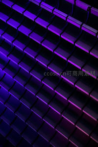 未来感紫色光带覆盖的几何方块阵列