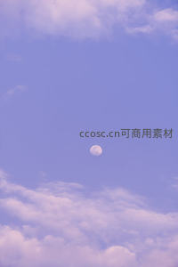 淡紫天空中一轮明月悬于云海之上