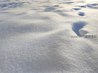 雪地足迹，阳光下晶莹闪烁的冬日印记