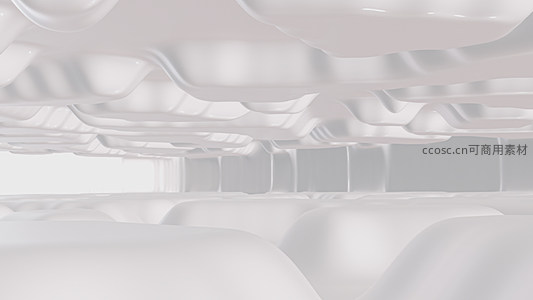 抽象白色流体，未来感十足的3D渲染空间