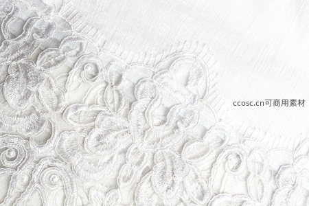 立体蕾丝花边，优雅白色织物角落特写