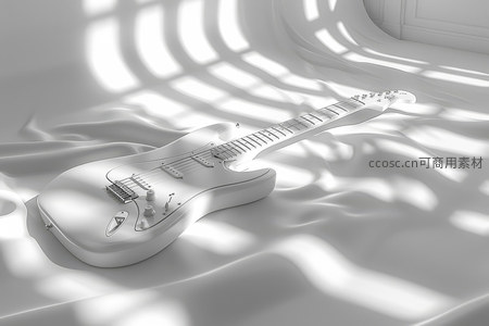 白色电吉他静卧光影波纹间