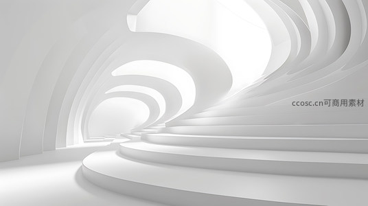 未来主义风格的白色螺旋阶梯