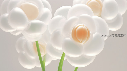 晶莹剔透的白色花朵特写，花瓣如玉温润