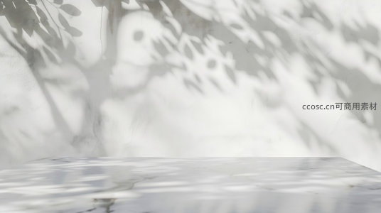 光影斑驳的大理石台面，树影摇曳如画