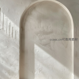 光影下的弧形水泥墙