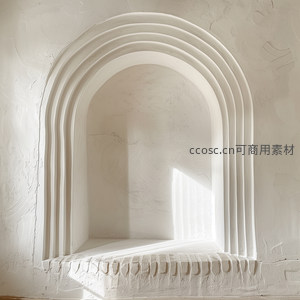 拱形壁龛沐浴阳光，极简主义空间美学