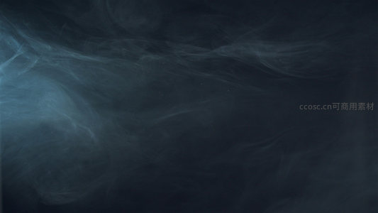 冷色调烟雾如海浪般席卷深邃空间