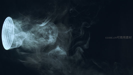 烟雾从管口喷出弥漫在深色背景中