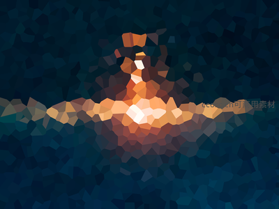 像素化日落海面波光粼粼