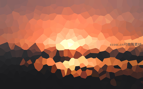 像素化日落山峦剪影风景