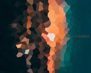 橙棕与青绿多边形抽象构图
