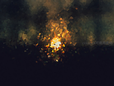 像素化火焰在黑暗中燃烧扩散