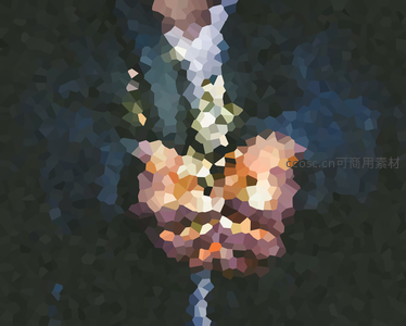 像素化花朵在暗夜中绽放的抽象艺术