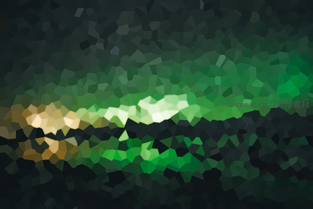 绿色与金色交织的低多边形抽象艺术