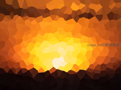 橙黄色调的低多边形日落景象