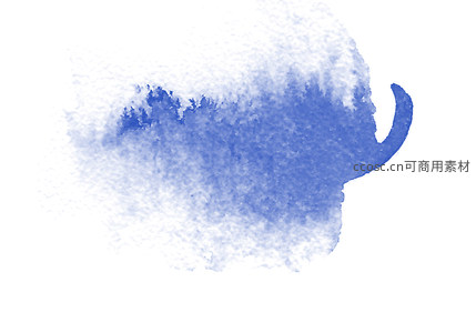 蓝白交融水彩大象剪影艺术图