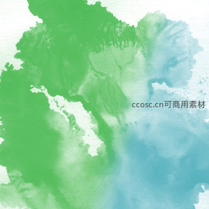 绿蓝交融的水彩晕染艺术背景