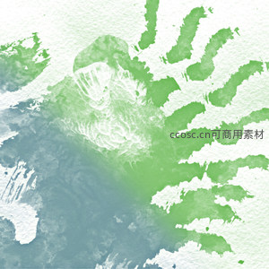 清新绿蓝渐变水彩纹理