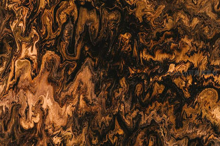 深棕与金黄交织的抽象流体艺术
