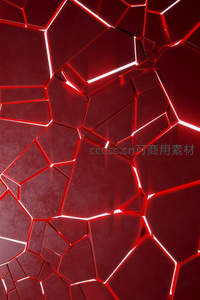 红色霓虹裂纹科技感背景