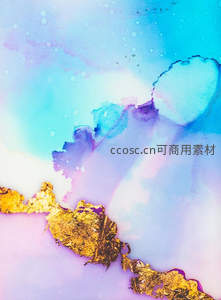 梦幻水彩金箔抽象艺术画