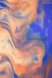 橙蓝漩涡如熔岩与海洋交融之景