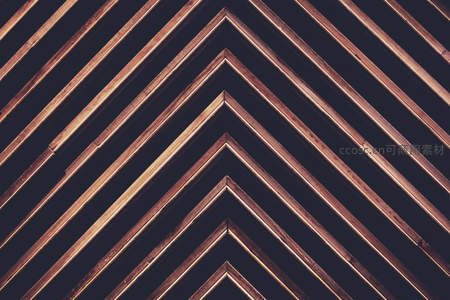 几何线条木质天花板，对称V形结构设计