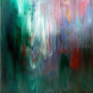 多彩笔触交织的梦幻抽象风景