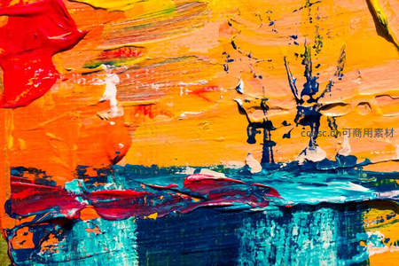 炽热色调下的抽象风景油画局部