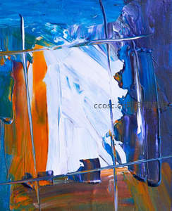 蓝白橙交织的抽象动态构图