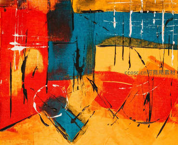 暖色调几何抽象画作充满张力