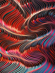 红色波浪线条构成的抽象艺术图案