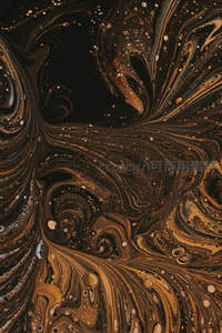 深邃黑金流体艺术抽象纹理