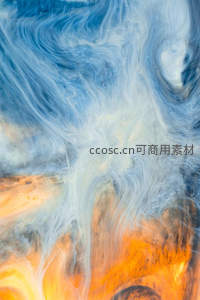 蓝橙交融的抽象流体艺术