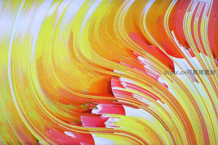 黄红旋涡抽象油画笔触