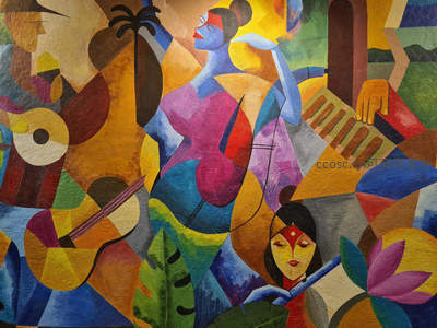 几何风格音乐壁画