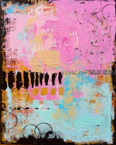粉色系抽象油画肌理艺术作品