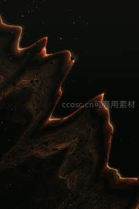 炽热岩浆边缘在黑暗宇宙中的特写