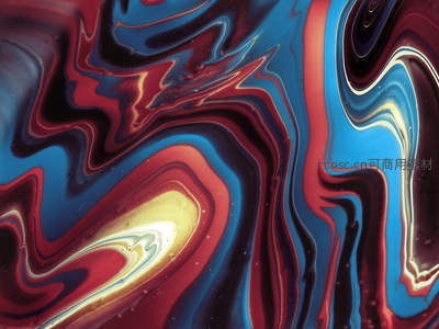 红蓝交织的流动艺术，如星云般梦幻绚烂