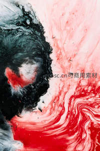 红黑墨水交融的抽象漩涡