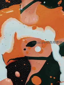 橙绿交融的抽象艺术流体画作