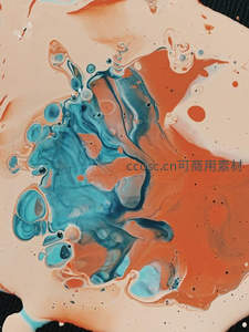 橙蓝撞色流体艺术展现梦幻质感