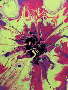 荧光绿与玫红交织的流体漩涡宇宙